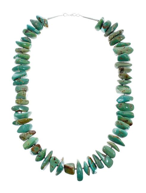 Navajo Sterling Silver And Kingman Turquoise Chunky Bead Necklace X10380